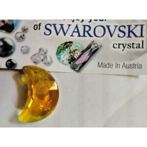 Swarovski Crescent Yellow Crystal Half Moon Pendant Made In Austria